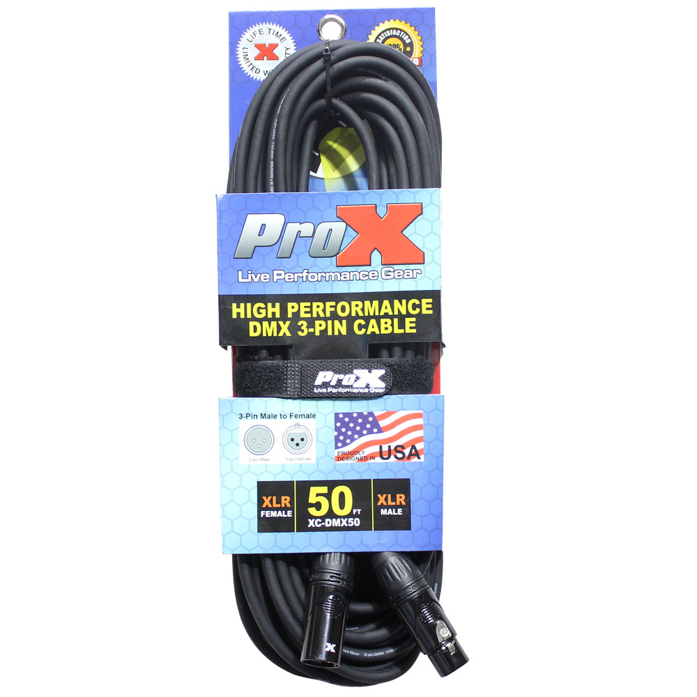 10 DMX Cables 3 Pin 50 ft High Performance DJ Lighting Cable - Data Cable PROX