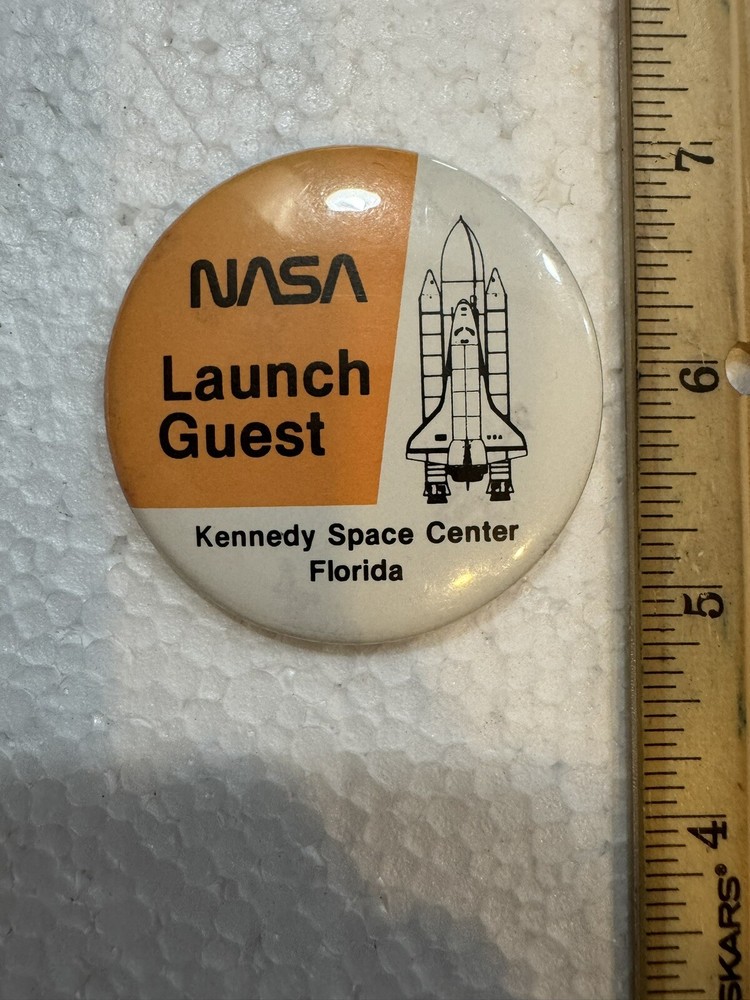 NASA Space shuttle LAUNCH GUEST BUTTON -  Orange