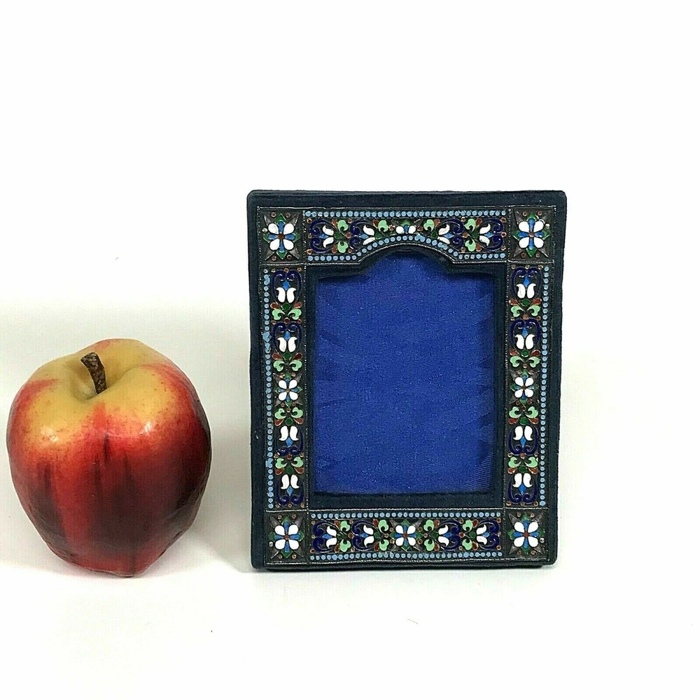 Antique Russian Enamel Silver Picture Frame