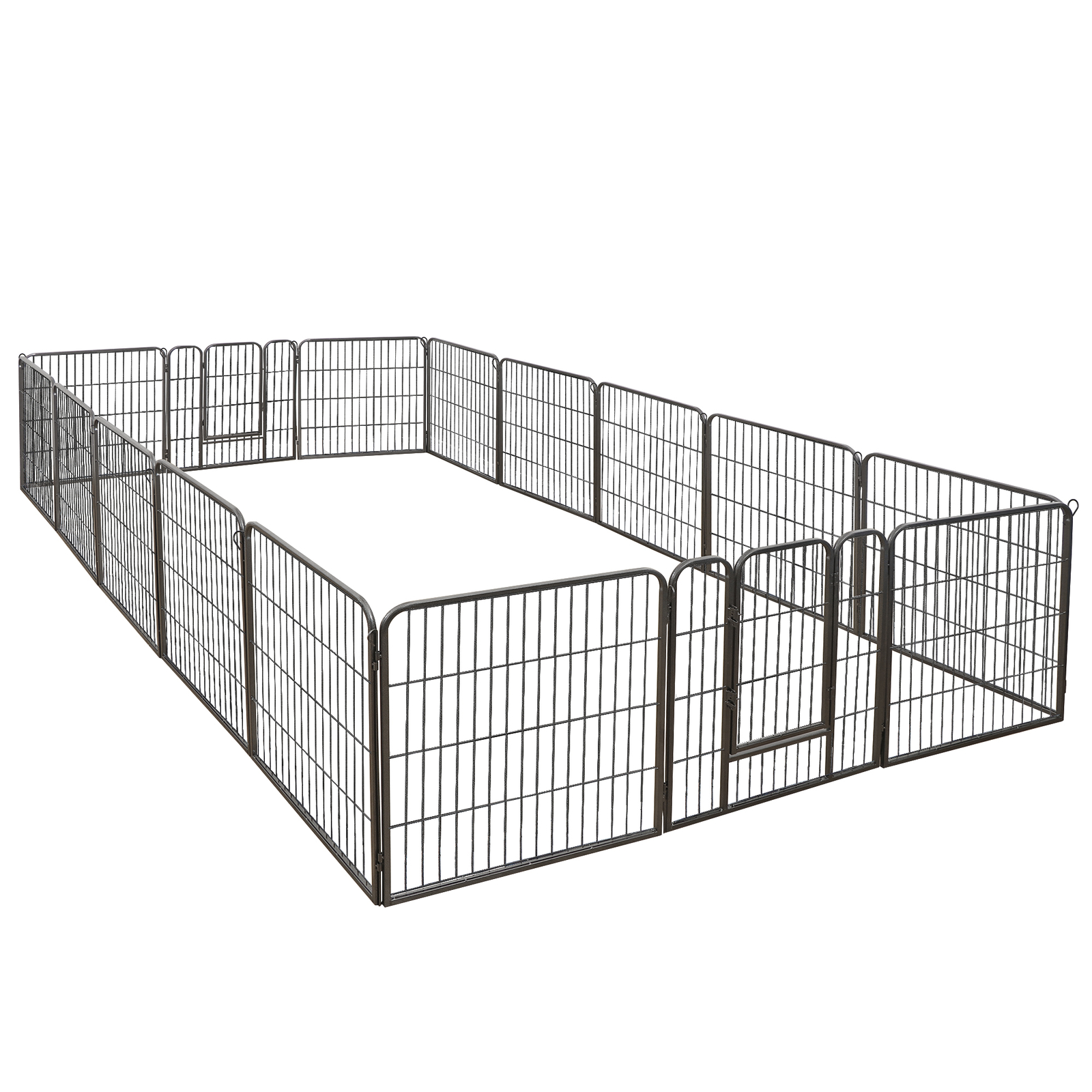 16 Panels 32Inch Dog Pen Fences 2 Doors Metal Barrier for Small/Medium Dogs