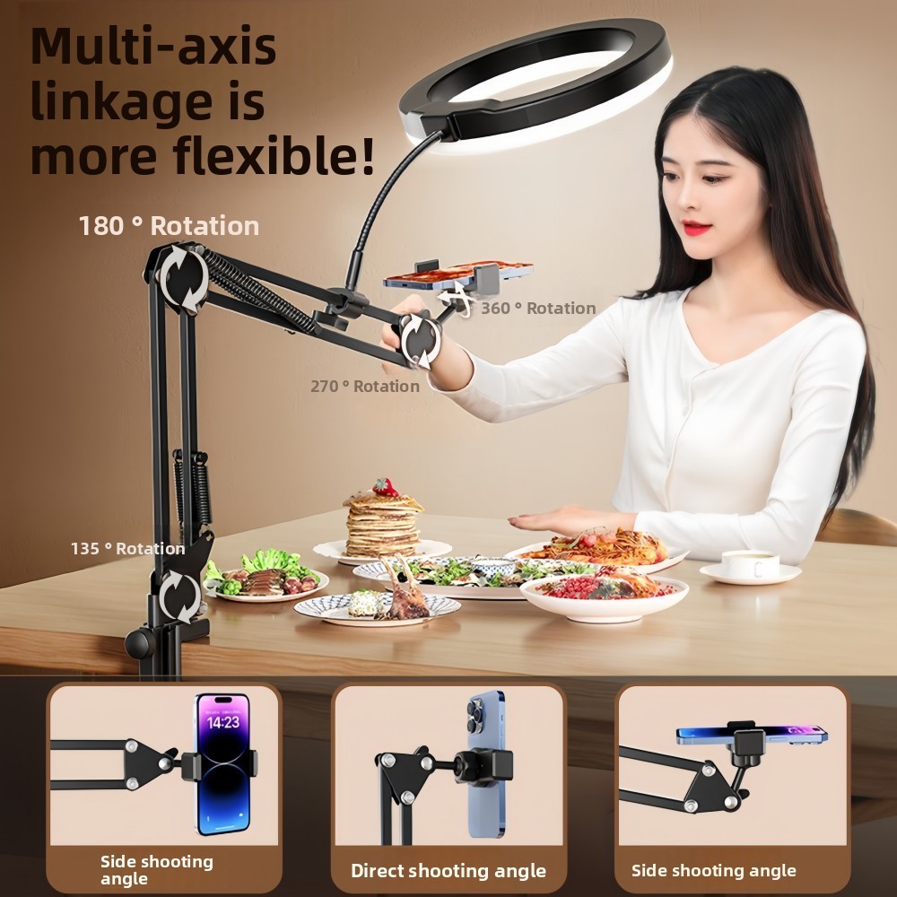 Overhead Camera Phone Mount Selfie Ring Light Desk Tripod for Video Live Stream