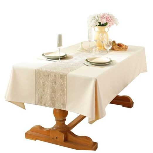 Manteles de lino para mesas rectangulares, 134" x 55" (Rectangular) Beige Bd
