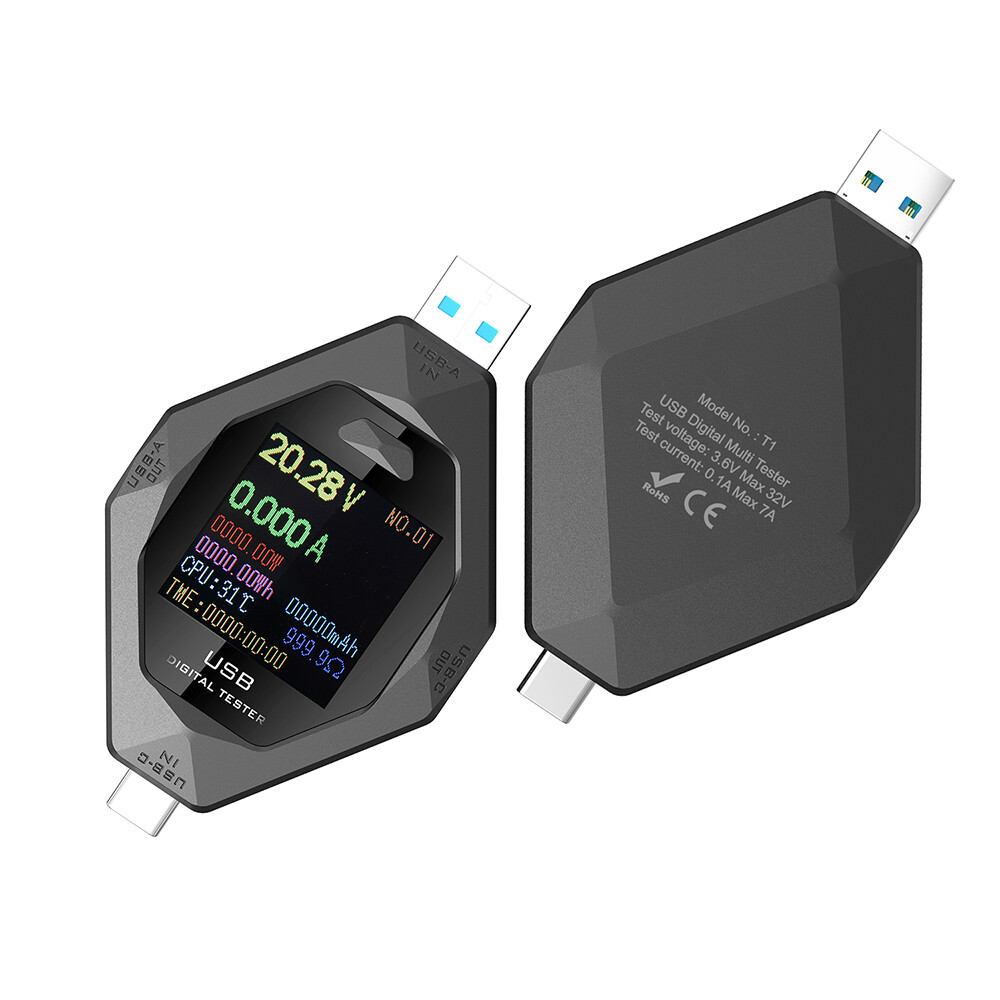 USB Type-C Digital Voltmeter Current Power Meter Multimeter DC 3.6-32V 0.1-8A