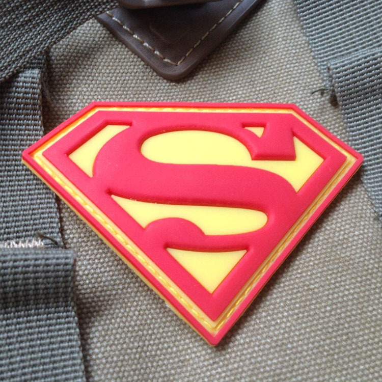RED SUPER MAN SUPER HERO HOOK & LOOP BADGE TACTICAL 3D PVC PATCH