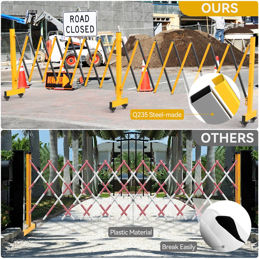 Metal Expandable Barricade Gate 16FT Folding Security Retractable Driveway Gate