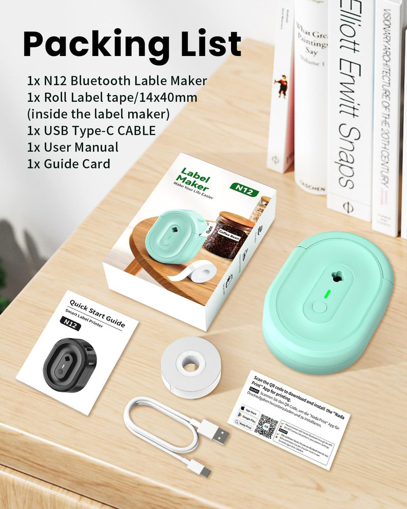 Label Maker Machine with Tape, Portable Bluetooth Label Makers, Inkless Mini Pri