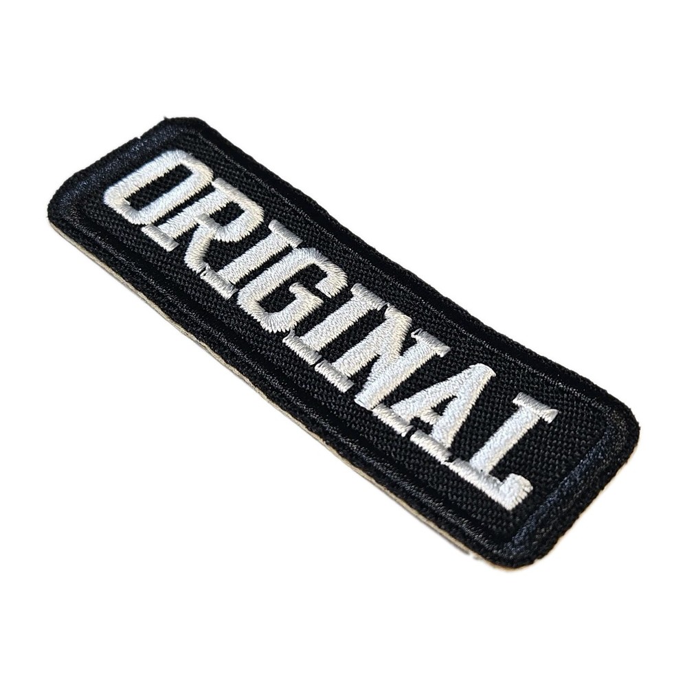 ORIGINAL Patch - Embroidered Black White- Iron On Biker Patch 3" x 1"