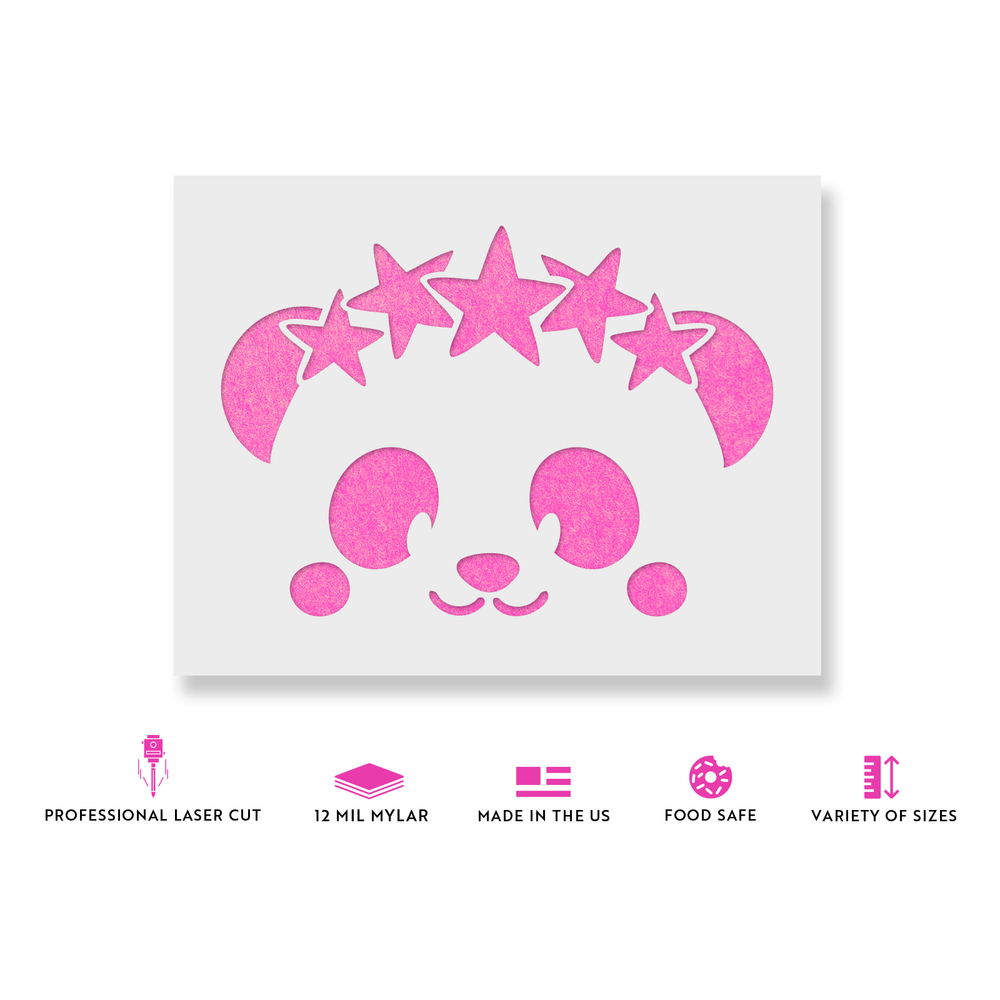 Panda Face Stencil - Durable & Reusable Mylar Stencils