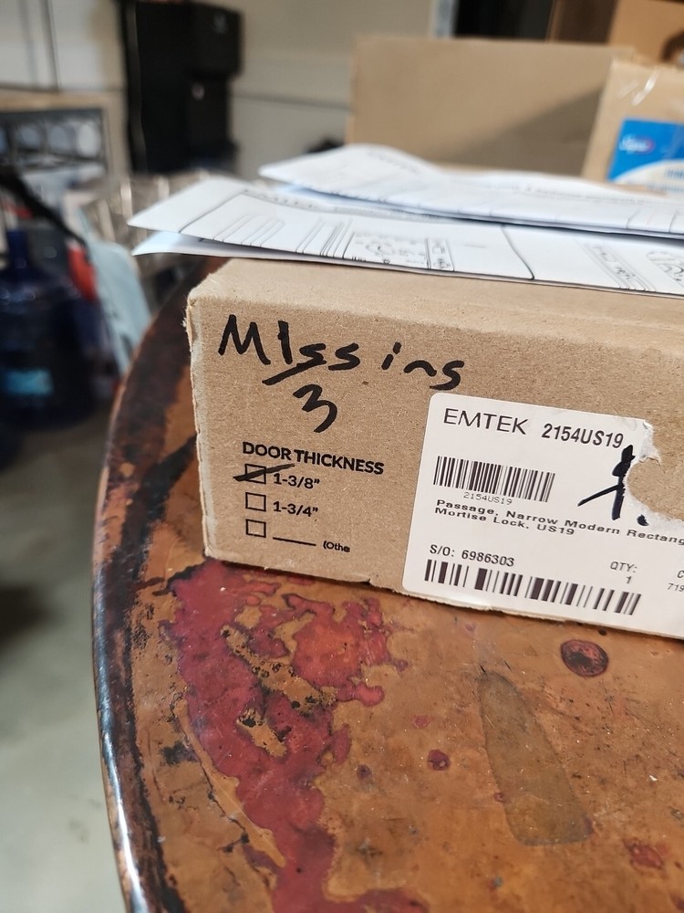 Emtek 2154US19 Modern Rectangular Mortise Passage Pocket Door ONLY READ**