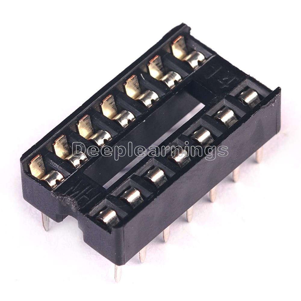 100PCS 14pin DIP IC Socket Adaptor Solder Type Socket Pitch Dual Wipe Contact