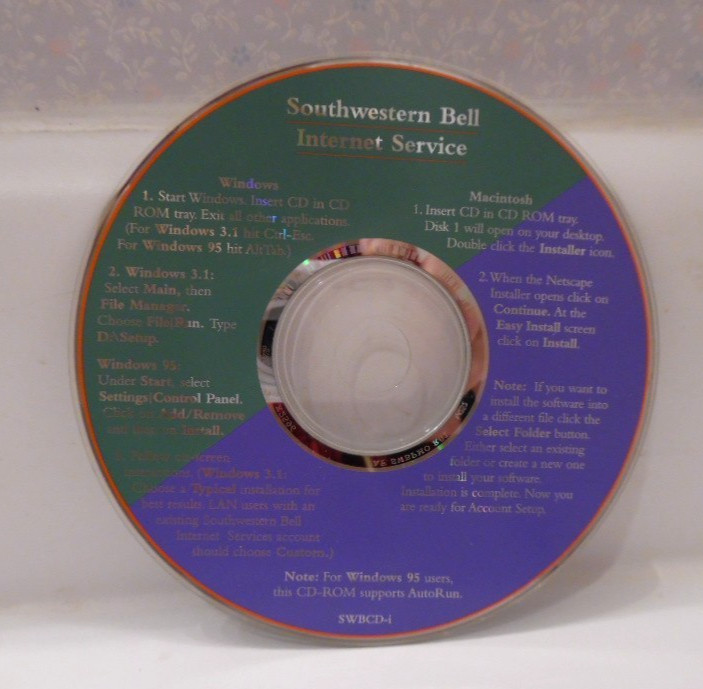 7 Vintage Internet Service Software CDs - SWBell, Netcomplete, Internet Explorer