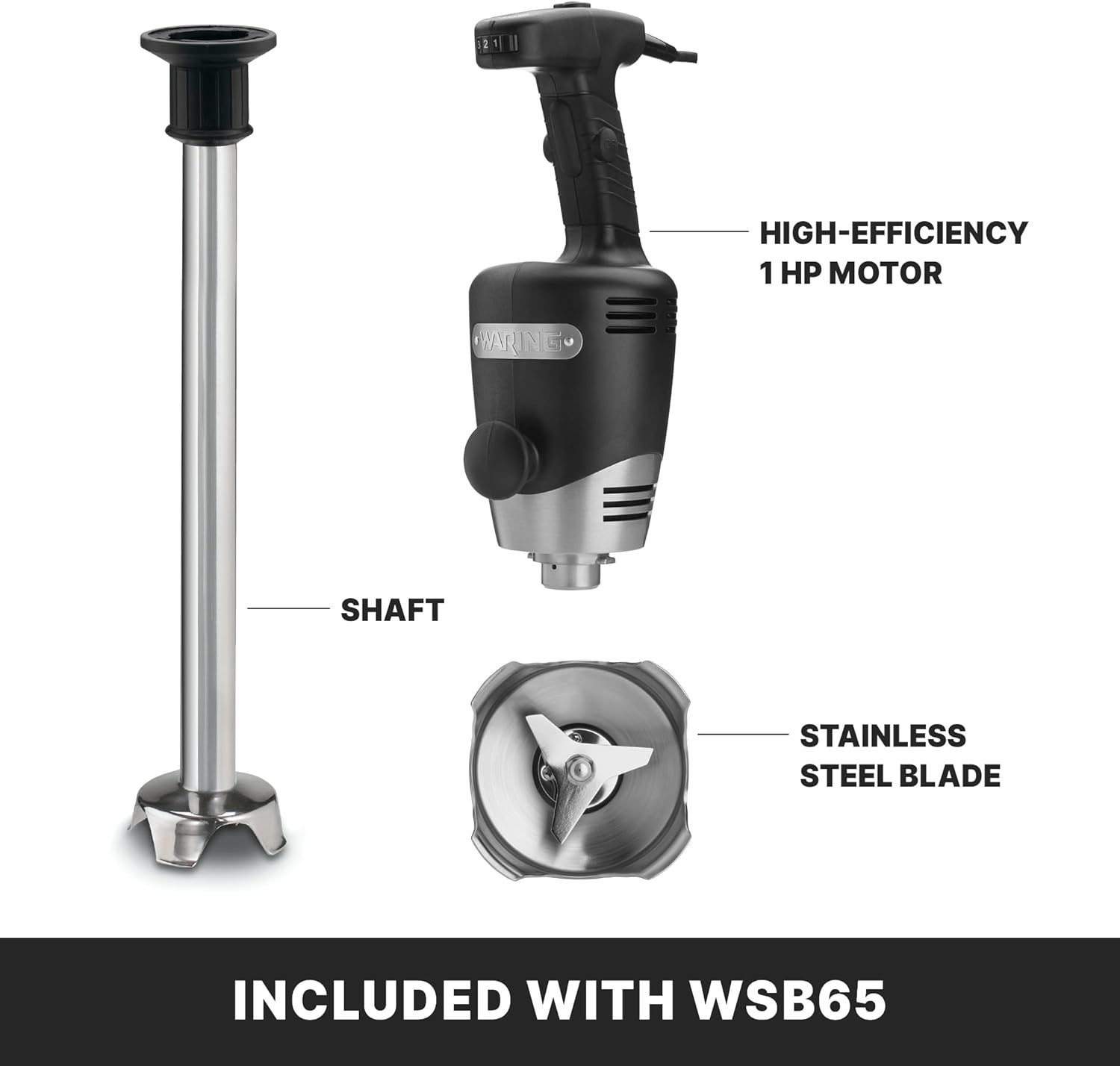 Waring | Big Stik Heavy Duty Immersion Blender | 18” Shaft | 35-gal | WSB65