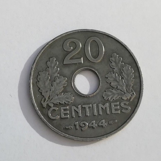 France 20 Cent 1944 Superb Iron Rare IN L Condition