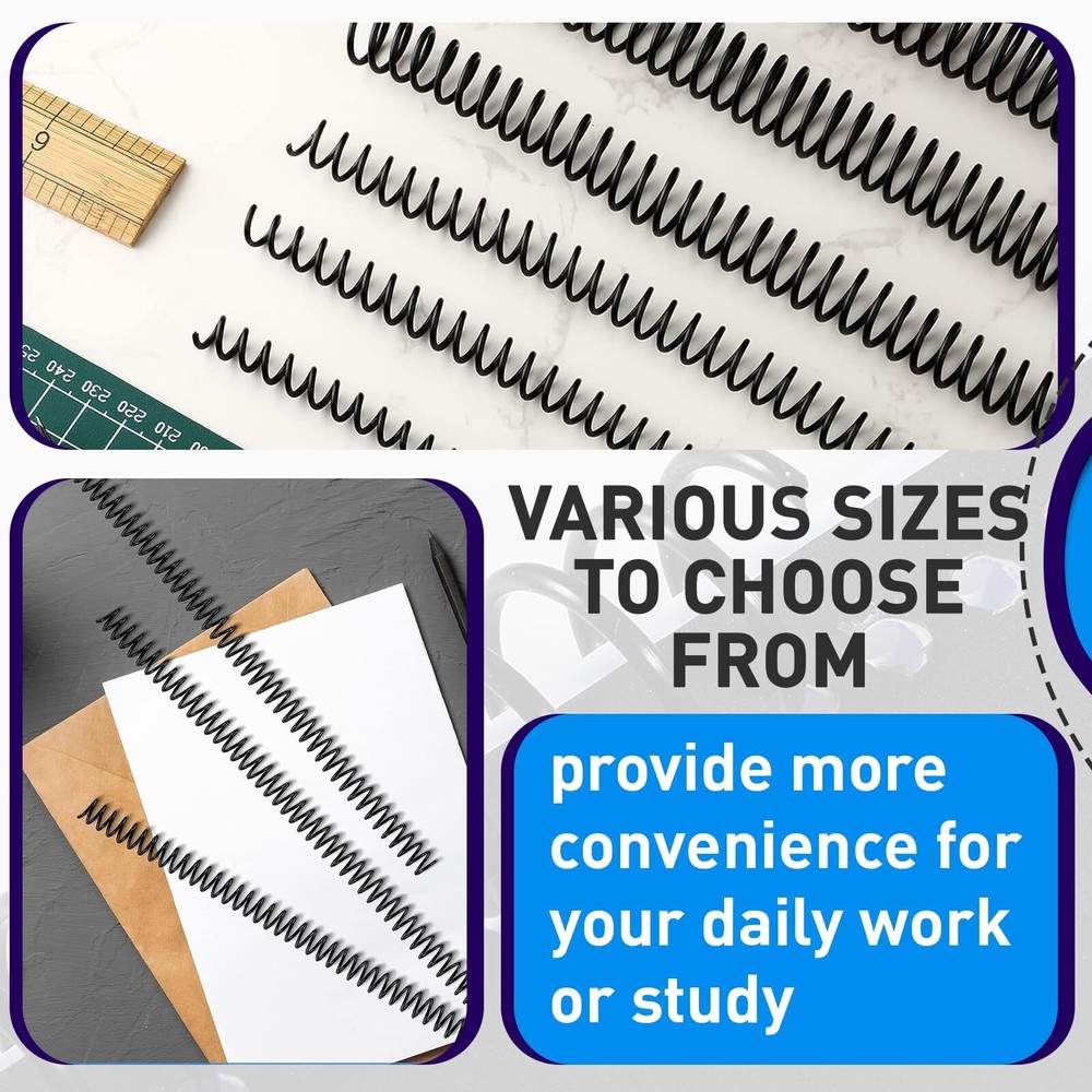 150 Pack Spiral Binding Coils 41 Pitch Plastic Binding Coils Kit 6 Different ...