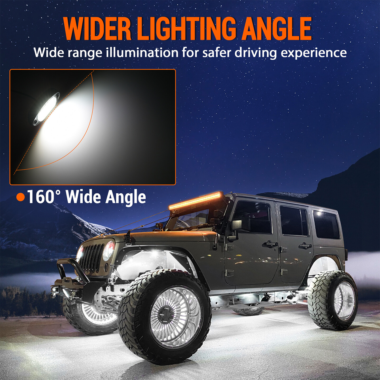 Pure White LED Rock Lights 8 Pods - Waterproof LED Underglow Underbody Light