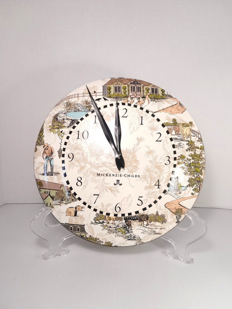 HTF Mackenzie Childs Aurora Hanging Wall Clock, Some Issues, Tested Working