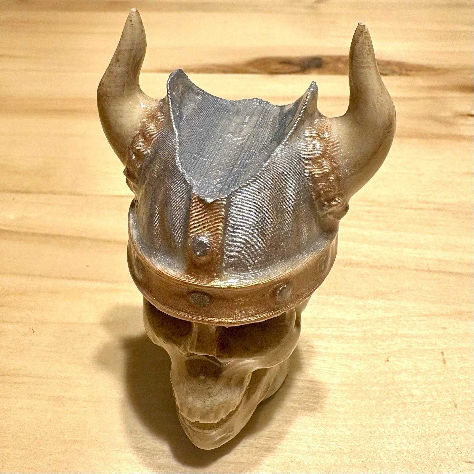 Cigar Rest Stand Holder Viking Skull With Helmet Hand Painted