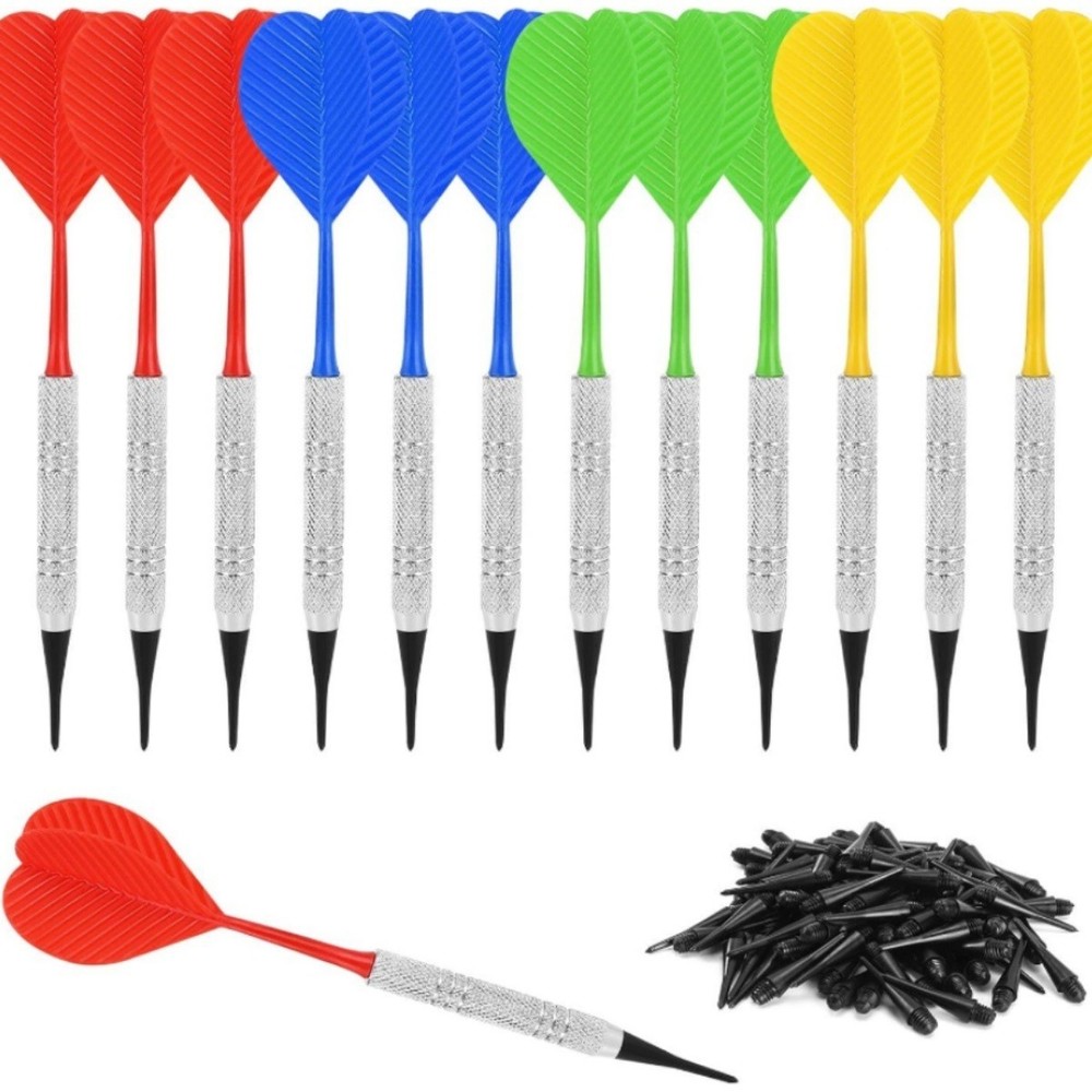 12 Pcs Soft Tip Darts Set with 100 Extra Plastic Tips | Electronic Dartboard Bar