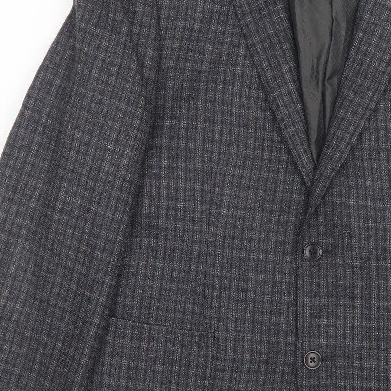NEXT Mens Grey Plaid Wool Blend Suit Jacket Size 42