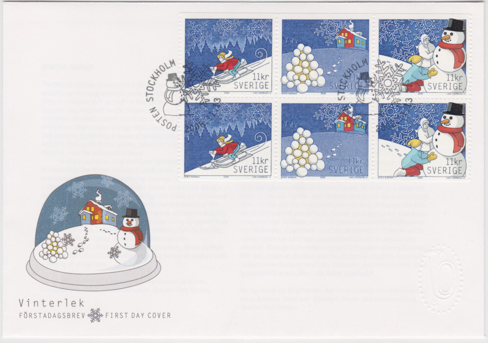 Sweden FDC 2008, Winter Games, Mint