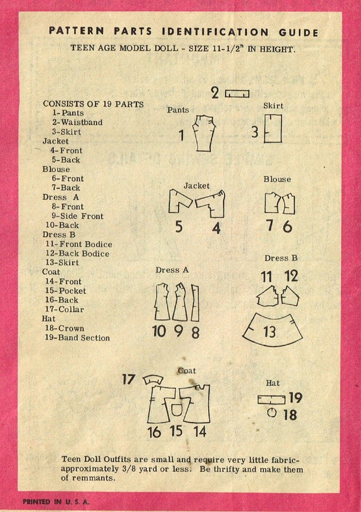 Barbie DOLL Patterns Size 11.5" ~6 patterns~ Vintage Mail Order