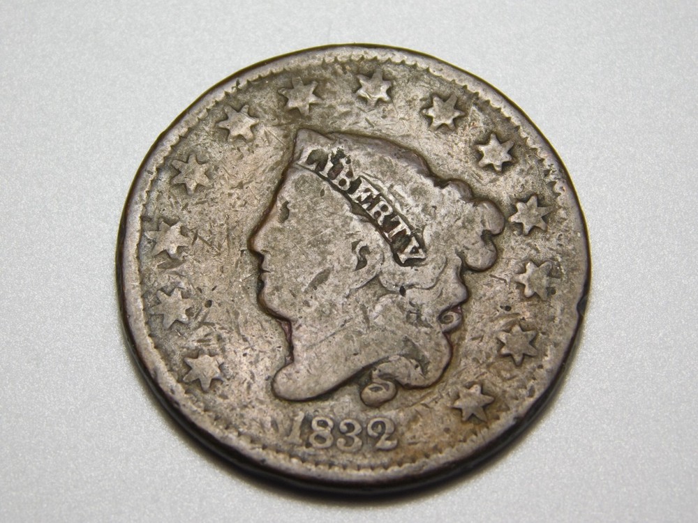 US COINS 1832 CORONET HEAD LARGE CENT