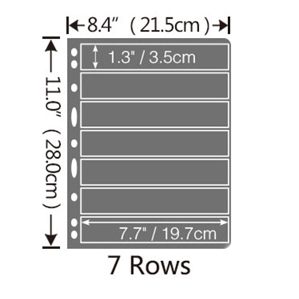 Stamp Pages for Stamp Album Binder, 10 Sheet, 7 Rows Pages for Stamp Collectors