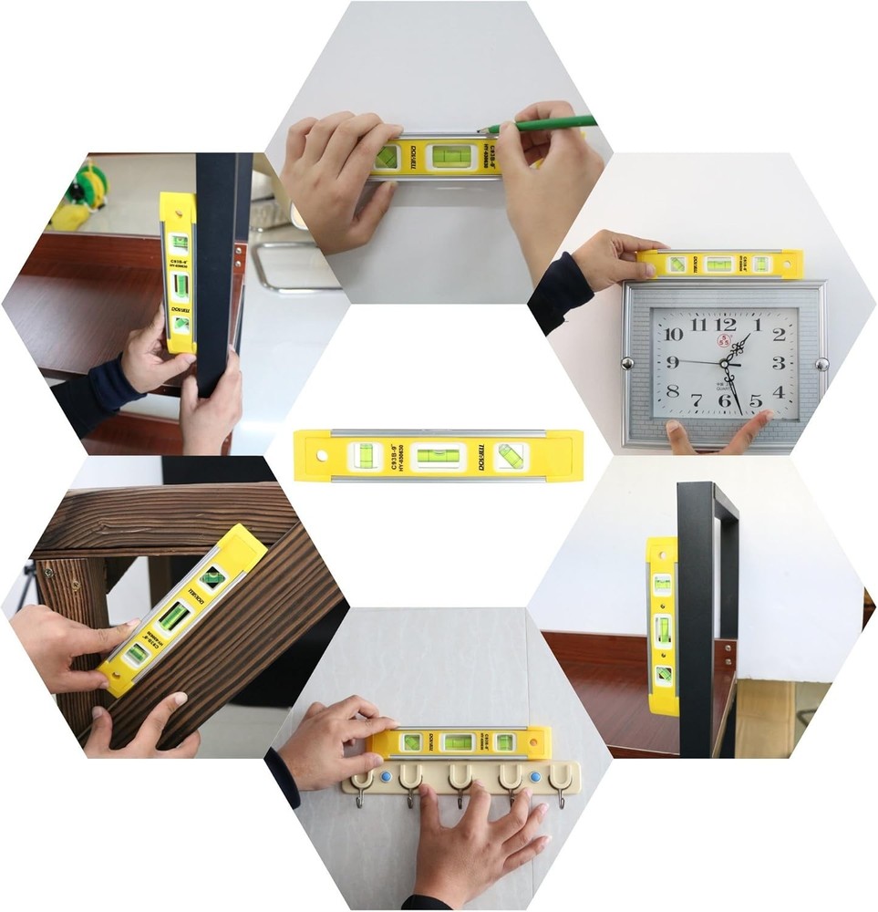 9 Inch Magnetic Torpedo Level with 3 Bubble Vials - Precision & Durability