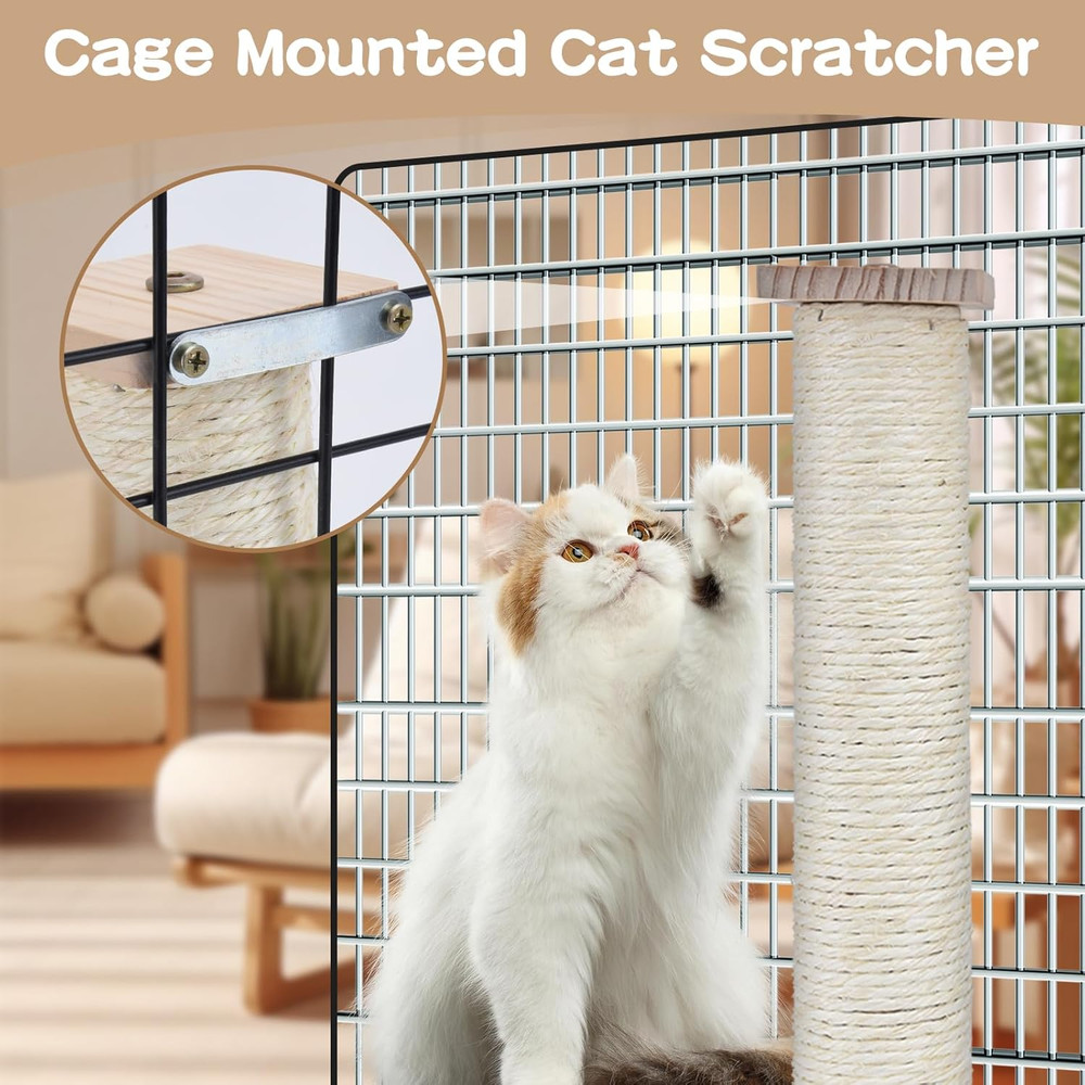 2 Pack Cat Scratching Post for Crate Cage, Wall Mounted Cat Scratcher Post with