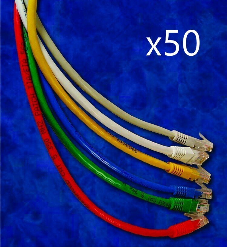 50 Pack - 2ft CAT5e Ethernet Network LAN Router Patch Cable Cord - Pick Colors