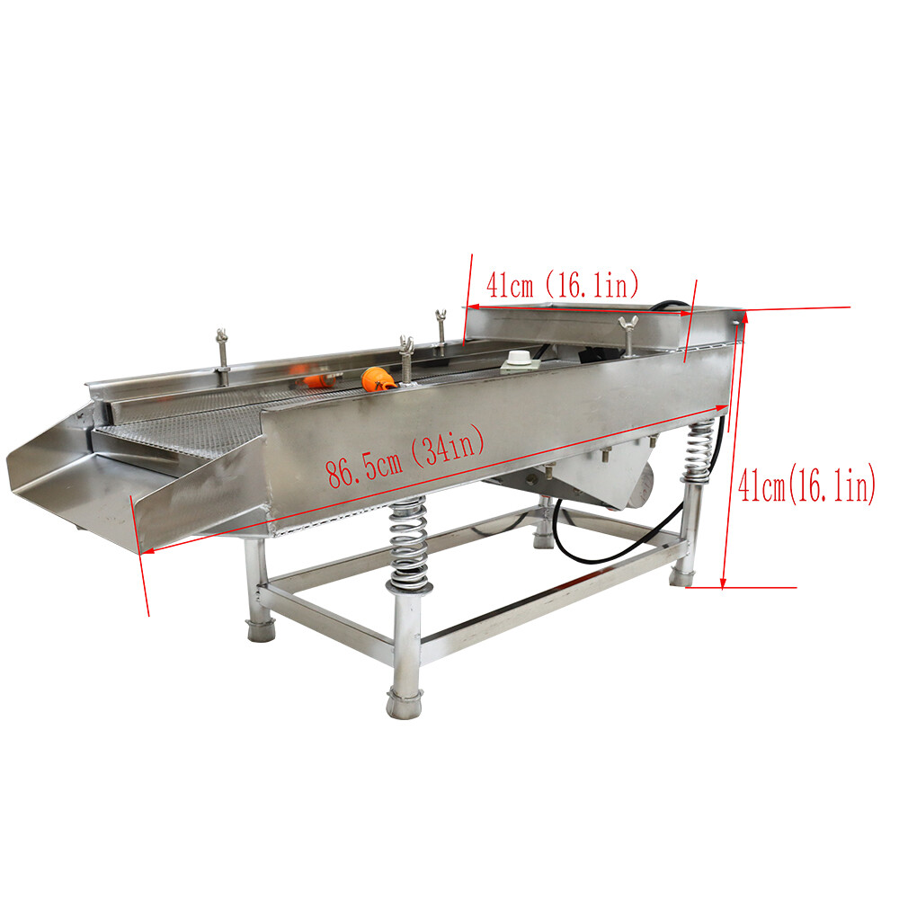 110V Stainless Steel Linear Vibrating Screen Shaker with 3mm Screen 1 Layer