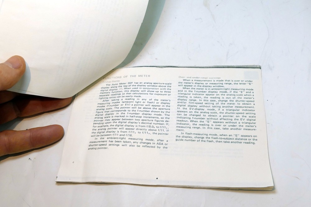 Light Meter IIIF guide printed might be incomplete - as found
