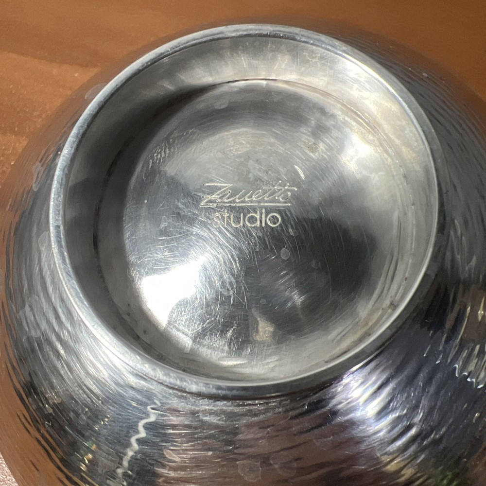 Vintage Zanetto Studio Hammered Silverplate Footed Bowl