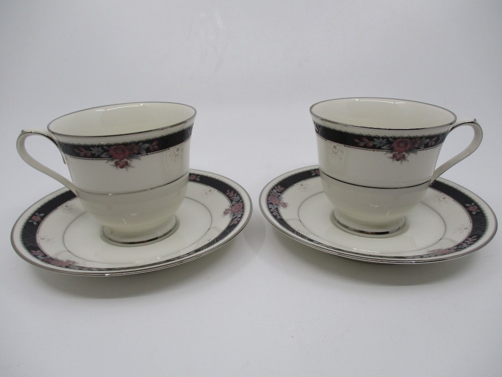 NORITAKE ETIENNE - 2 CUPS & SAUCERS - 3"   0305I