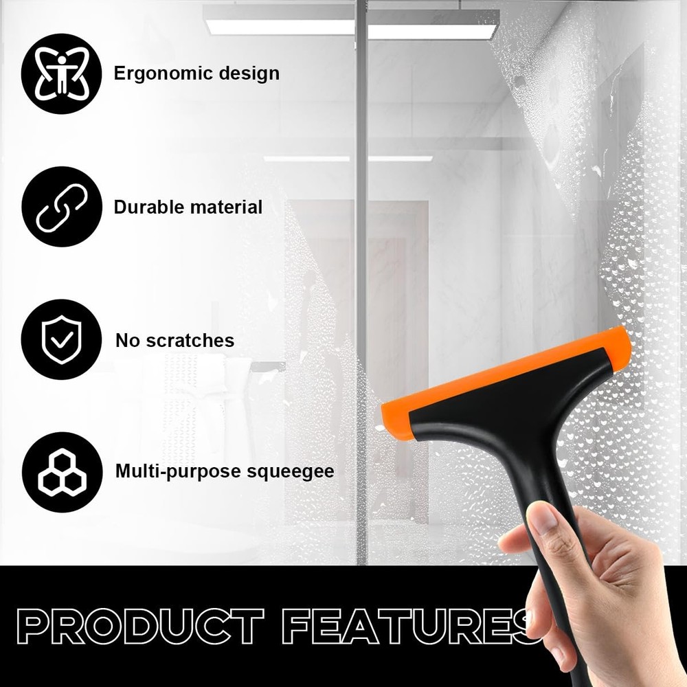 Ohleats 2PCS Small Silicone Window Squeegee, Auto Windshield Black+black