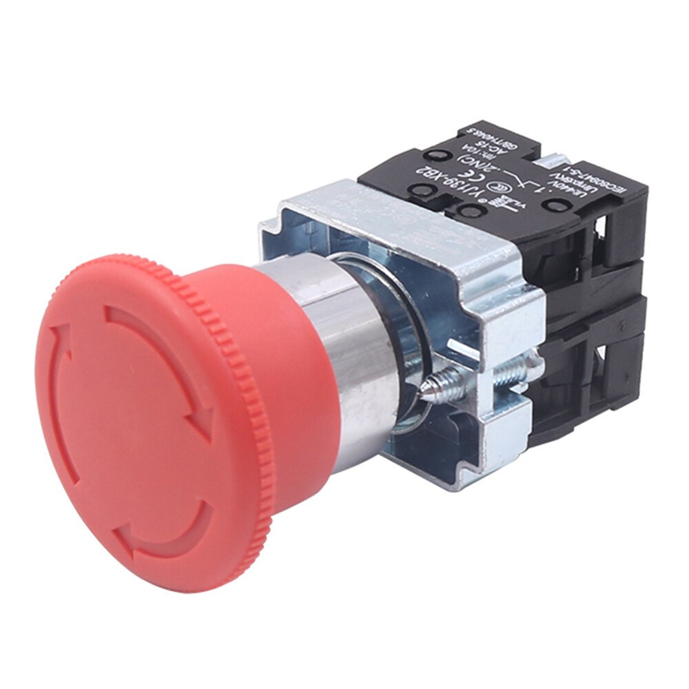 22mm E-STOP Switch Emergency Stop Push Button Switch Red Mushroom Head NO NC XB2