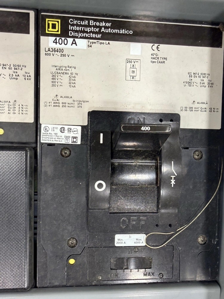 Square D I-Line Panelboard 400A 480V 3PH w/ Main Breaker + Multiple Breakers