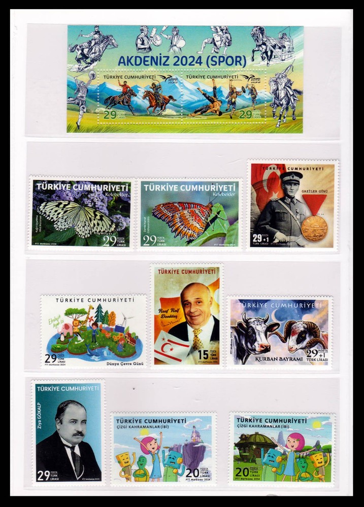 TURKEY - 2024 COMPLETE YEAR SET - FOLDER ( 37 STAMPS + 3 MIN. SHEETS ) ALL MNH
