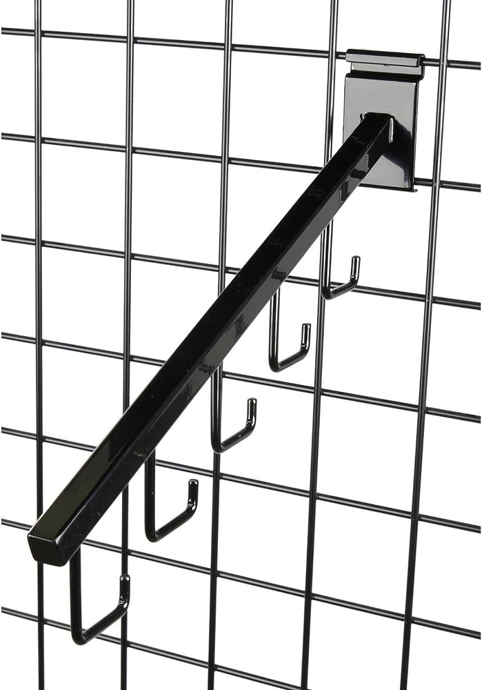 5 Wire Grid Black J-Hooks Waterfall Faceout 16" Gridwall Purse Wiregrid J Hook