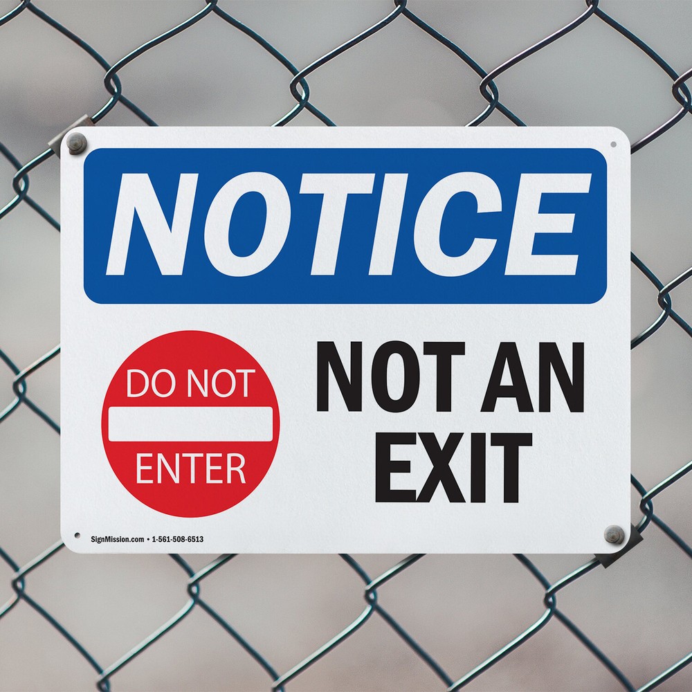 (2 Pack) Not An Exit OSHA Notice Sign Decal Metal Plastic