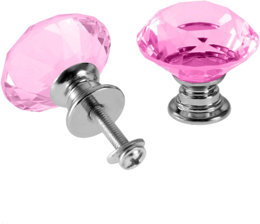 Crystal Glass Cabinet Knobs, 30Mm Diamond Shape Drawer Pulls Handles, White Clea