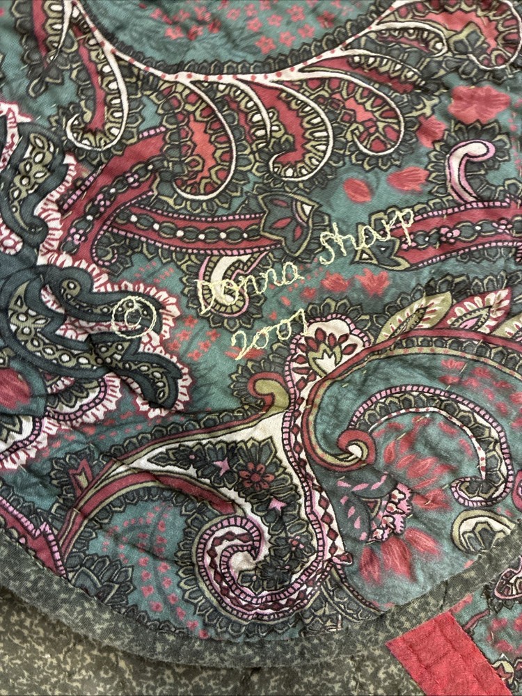 2007 Signed Donna Sharp Spice Postage Stamp Throw Quilt. Nice weight to it!