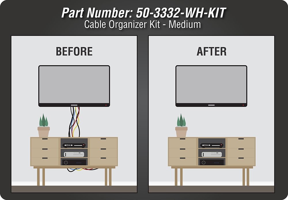 Datacomm Electronics 503332whkit Flat Panel Tv Cable Organizer Kit White