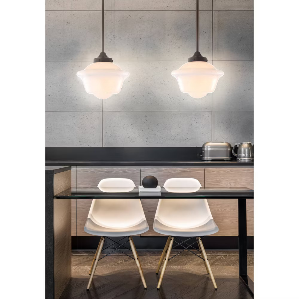 9.5" Adjustable Metal/Glass Kurtz Drop Pendant (Includes Energy Efficient Light