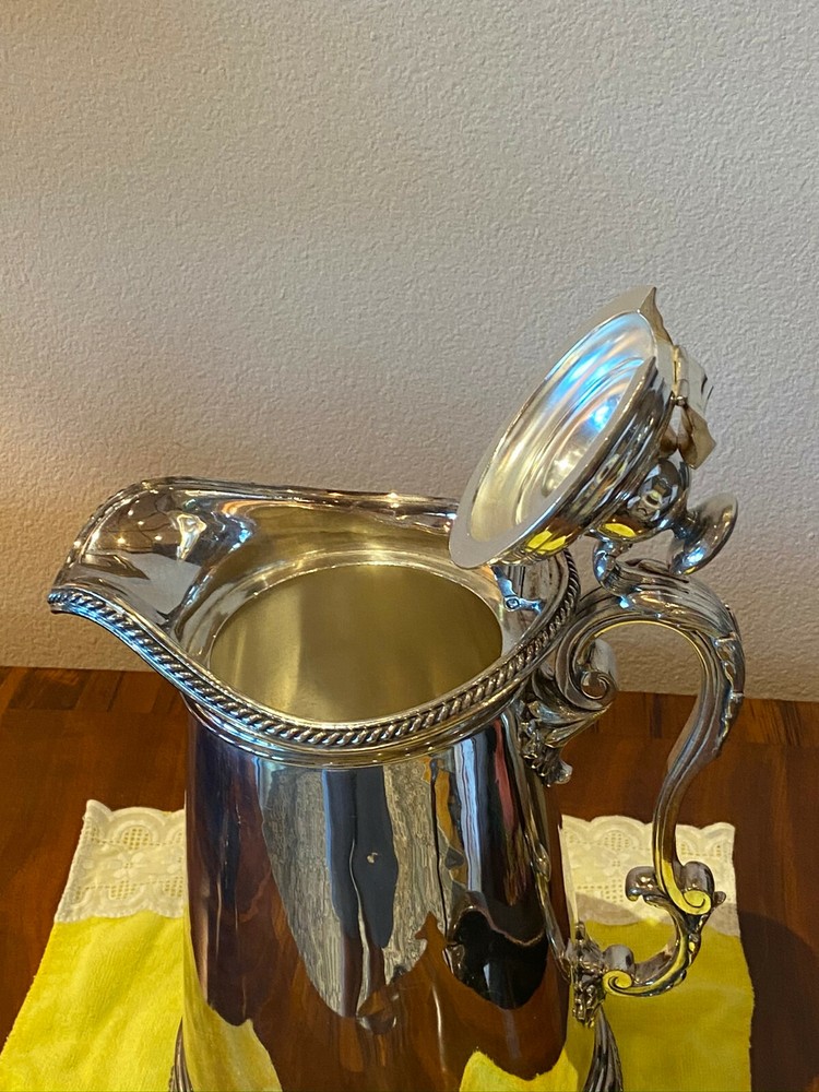 Estate Large Hinged Silverplate Water Pitcher