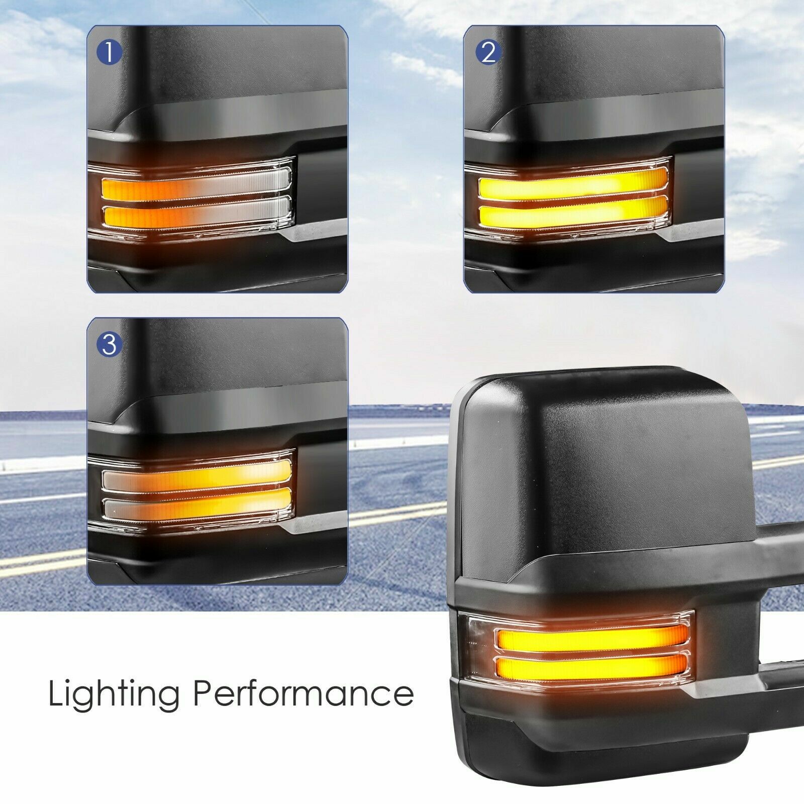 Power Heated Tow Mirrors Dynamic LED Signal For 07-13 Chevy Silverado GMC Sierra