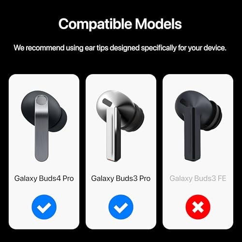 Premium Multi-Flange Eartips for Galaxy Buds3 Pro/Galaxy Buds4 Medium, Black