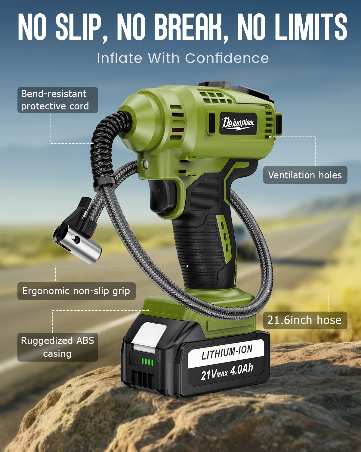 150PSI Cordless Tire Inflator Portable Air Compressor Car Air Tire Pump +Battery