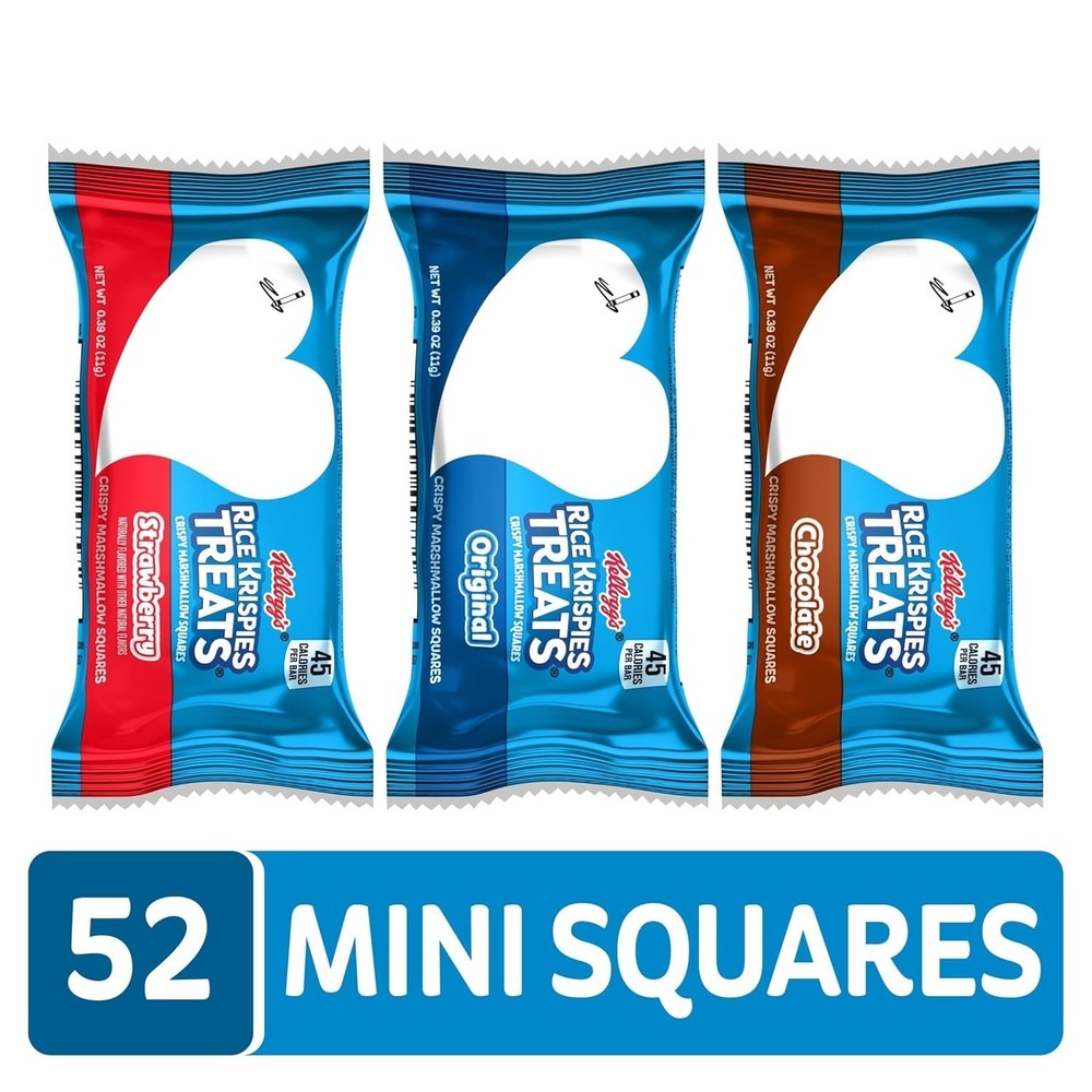 Mini Crispy Marshmallow Squares Variety Pack - 52 Individually Wrapped Bars