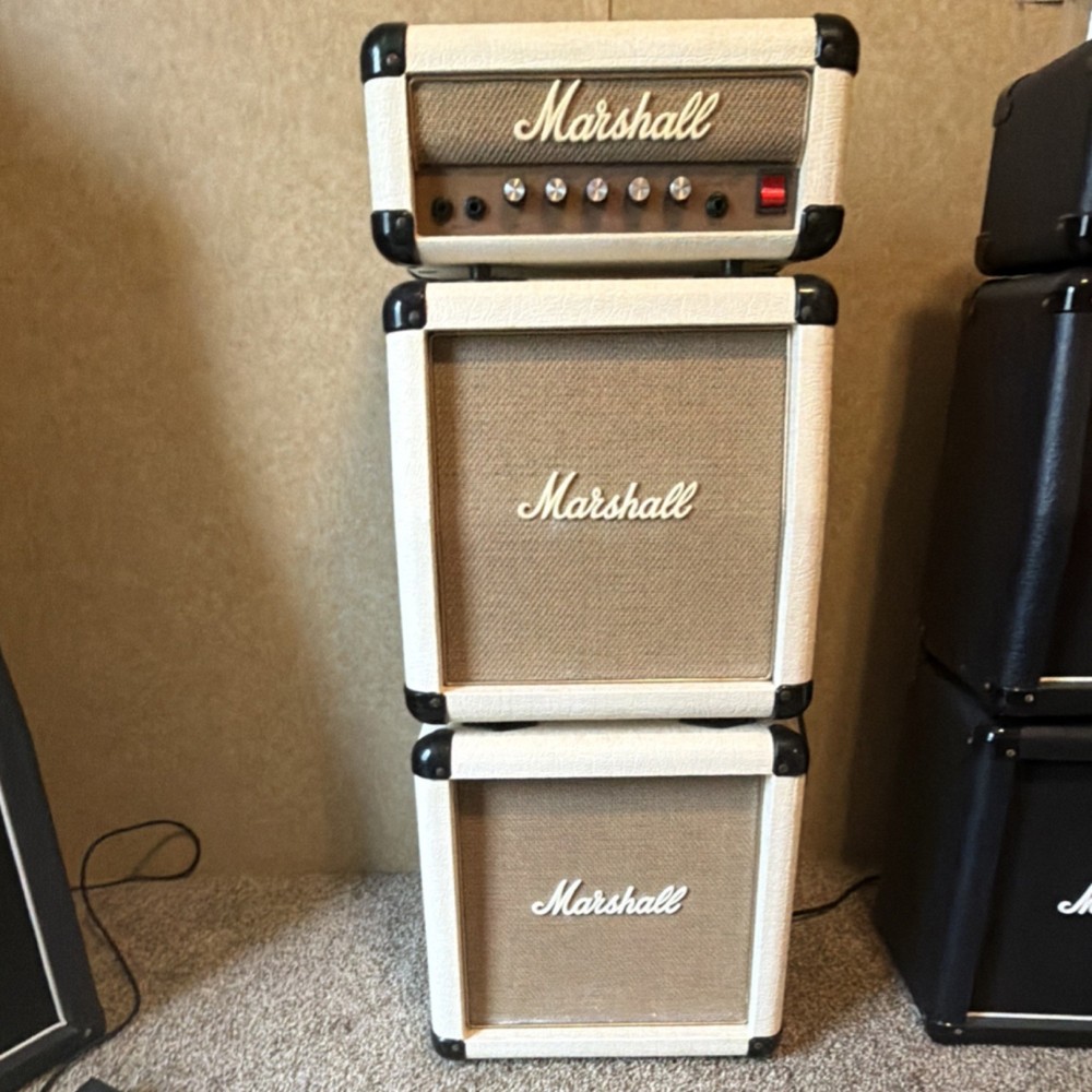 Marshall Stack Guitar Amplifier with Head and Two Cabinets for Electric Guitar